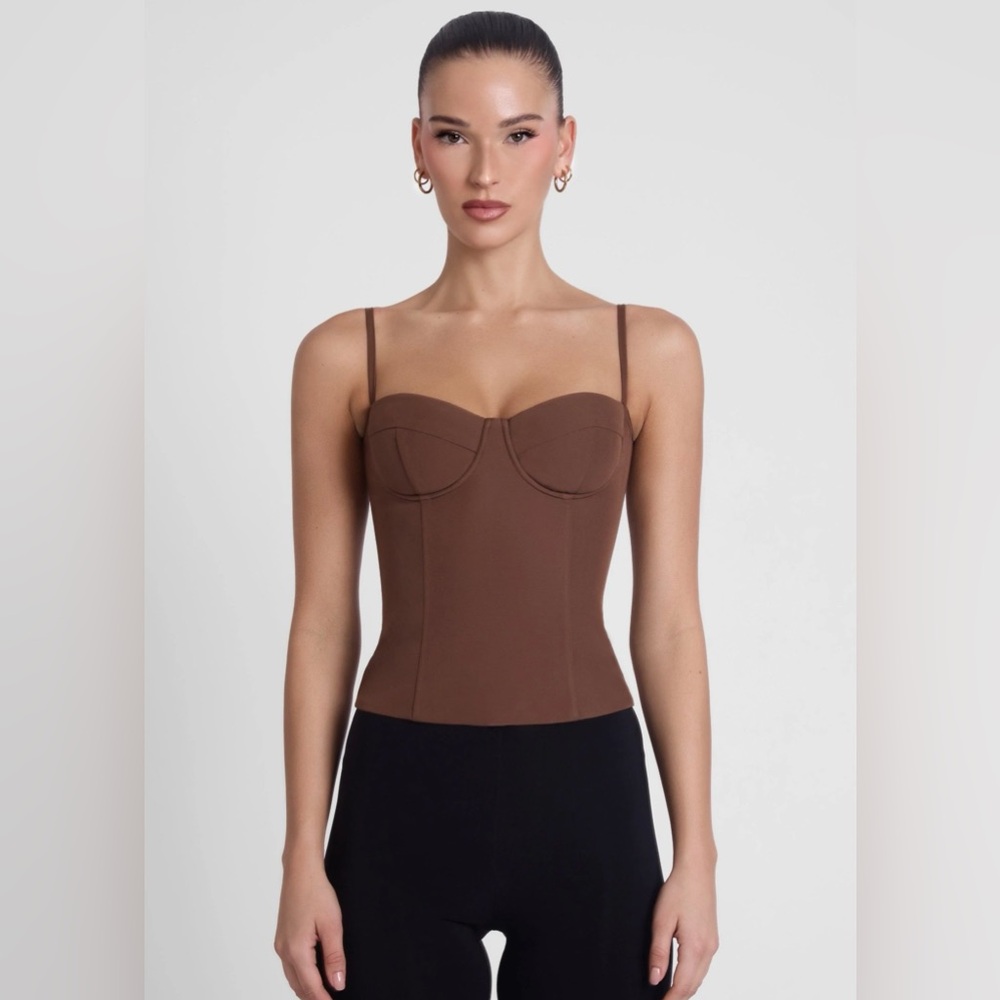 Leau Clothing Bali bustier corset top- Brown, US M